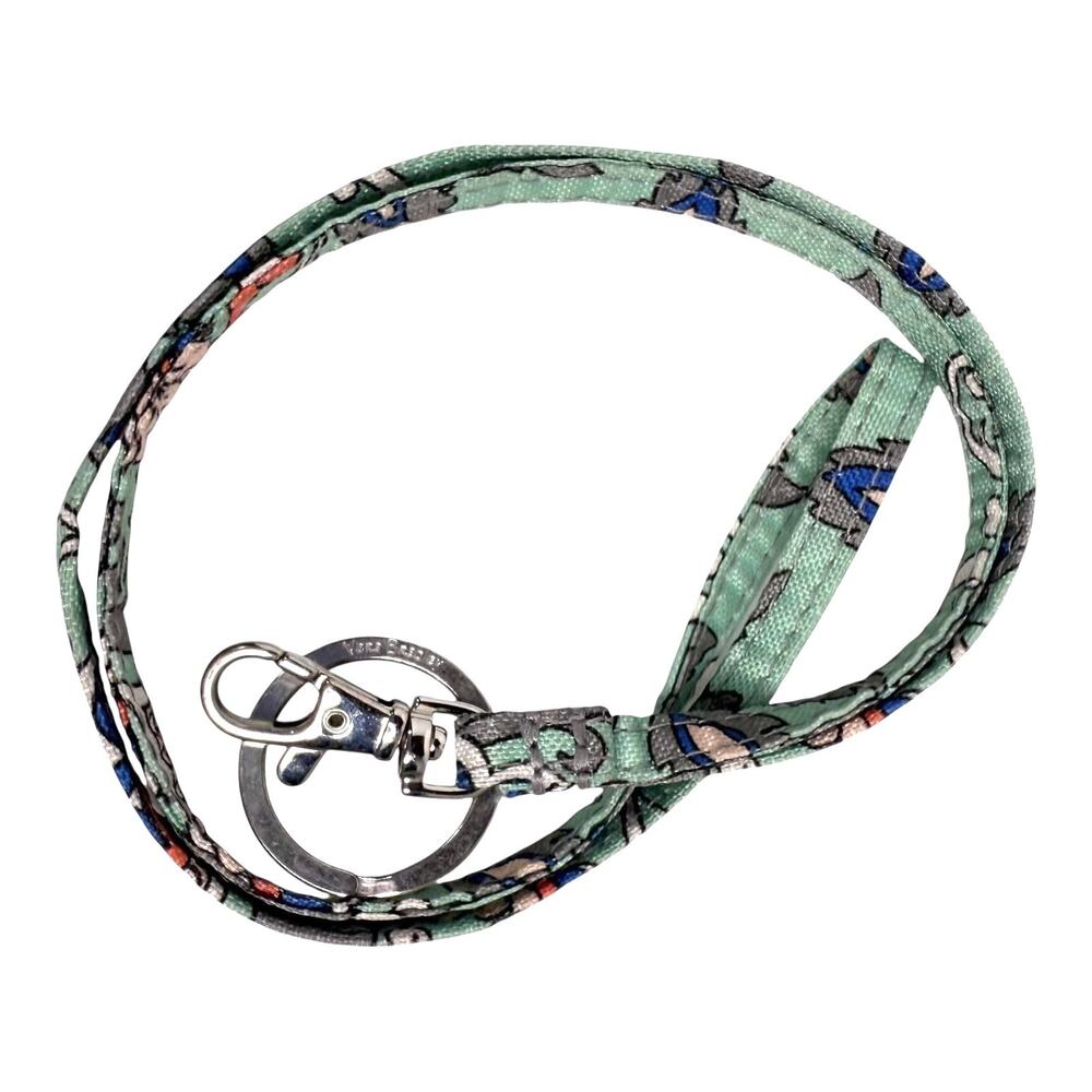 Vera Bradley Lanyard Green Paisley Ring Clip for Keys Zip ID Purse Tote Backpack